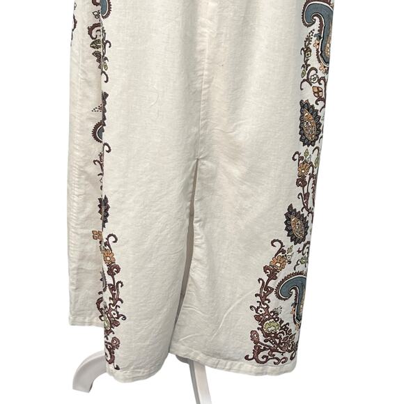 Cleobella Jolene Veneto Paisley Ivory Ankle Midi Linen Dress Boho Indie Cottage - Picture 7 of 16